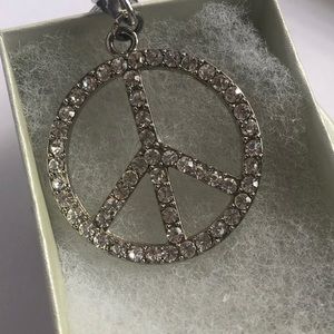 Crystal Peace Sign Key Chain or Purse Charm